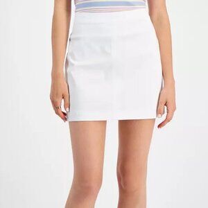 Tinseltown - Juniors' High-Rise Zip-Back Mini Denim Skirt - M